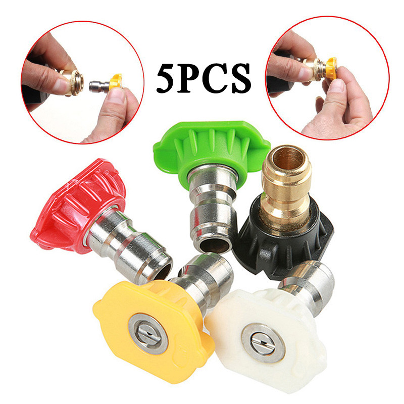 5 Peças Bicos Engate Rápido Lavadora Alta Pressão Novo 5 Bicos Bico De Ventilador Karcher Alta Qualidade em Oferta na Shopee