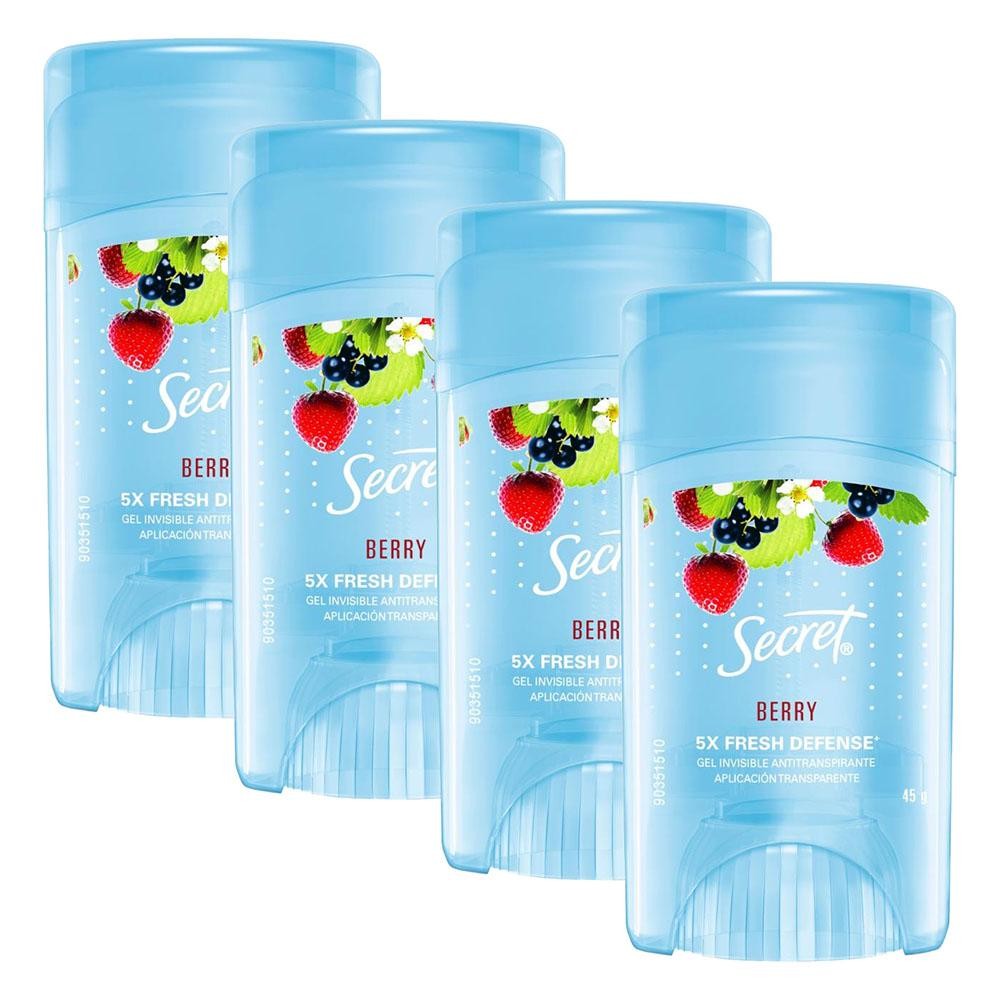 Kit 4 Desodorante Antitranspirante Secret Gel Frutas Vermelhas 45g em Oferta na Shopee