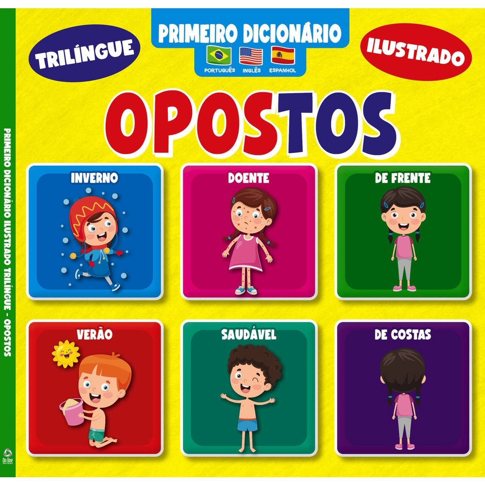 Primeiro Dicionário Trilíngue Ilustrado 01 | Opostos em Oferta na Shopee