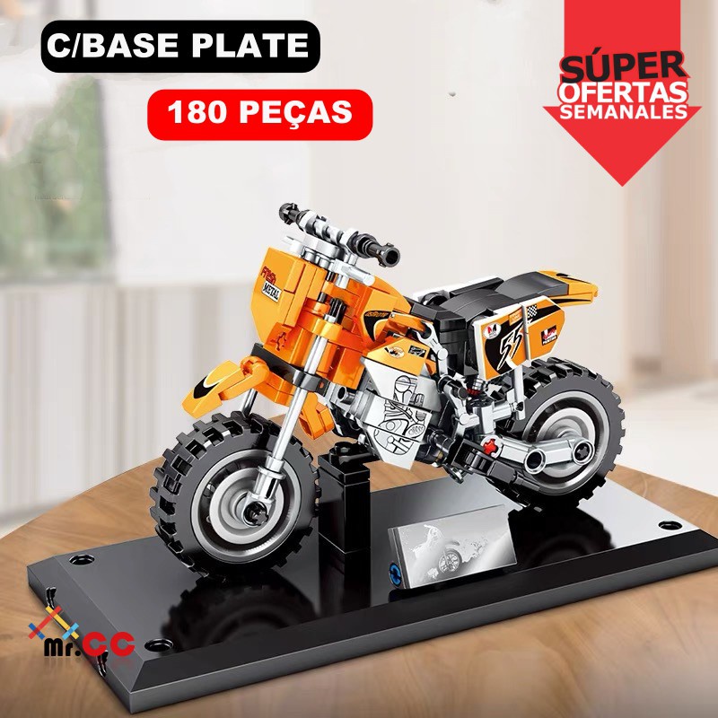 Bloco De Montar Mini Moto 180 Peças Brinquedo Educativo Sembo Construção