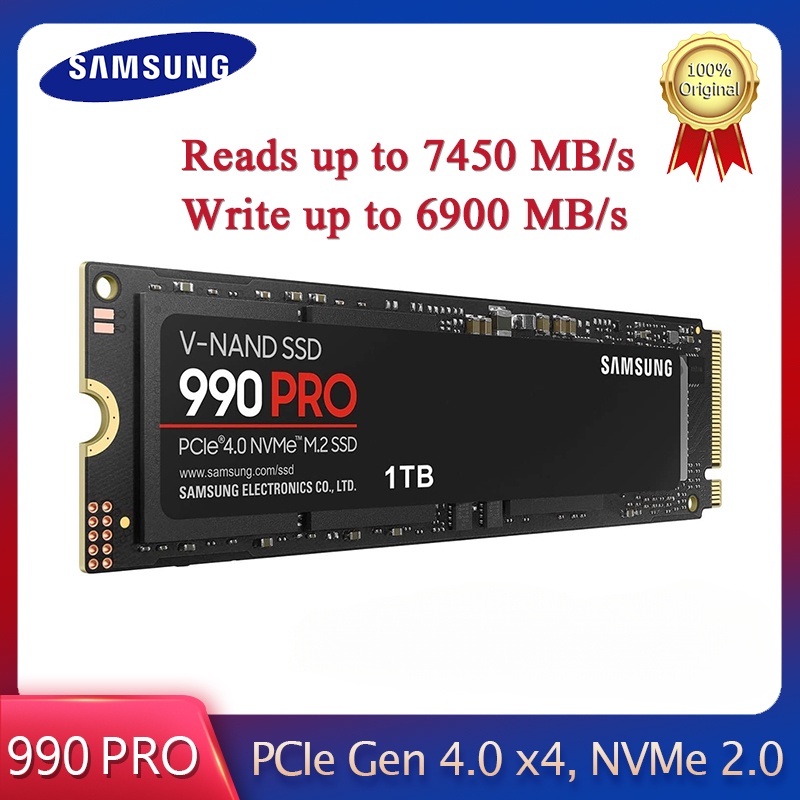 SAMSUNG 990 PRO SSD 1TB 2TB PCIe 4,0 M . 2 Disco Rígido Interno De Estado Sólido Para PC MLC De Mesa Portátil