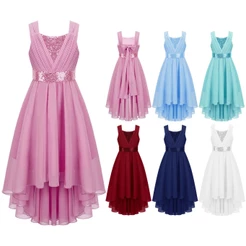 Yeahdor Vestido De Festa Infantil Com Lantejoulas Brilhantes E Franzido , Sem Mangas , Bainha Alta Baixa , Chiffon Para