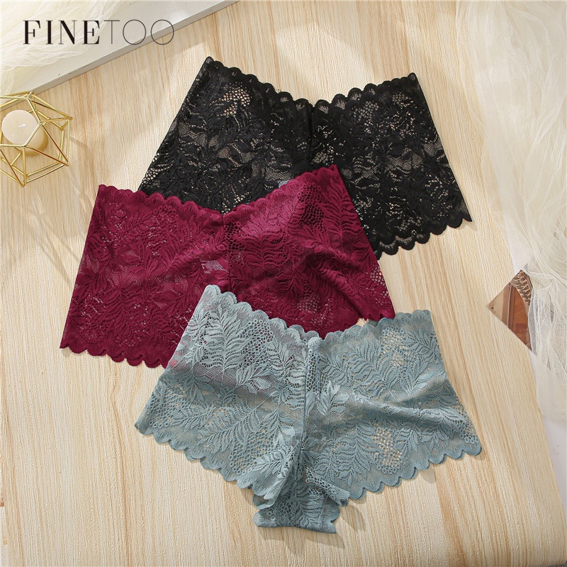 Finetooo Calcinha De Renda Para Mulher Lingerie Floral Intimida Feminina Cor Sólida em Oferta na Shopee
