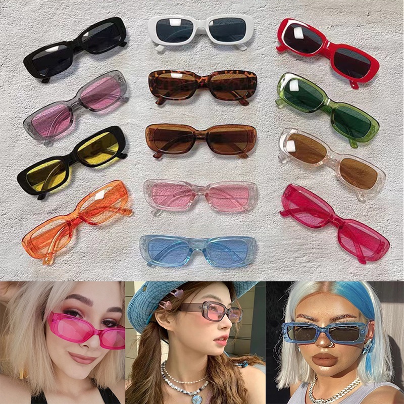 Moda Clássica Pequena Moldura Retangular Óculos De Sol UV400 Para Mulheres Vintage Retro Punk Square Eyewear