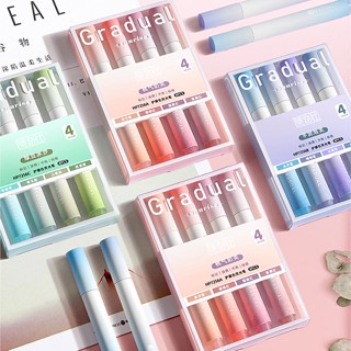4PCS Destacador Gradient color highlighter Marcador De Cor De Alto Valor Caneta Grande Capacidade De Fornecimento De Papelaria