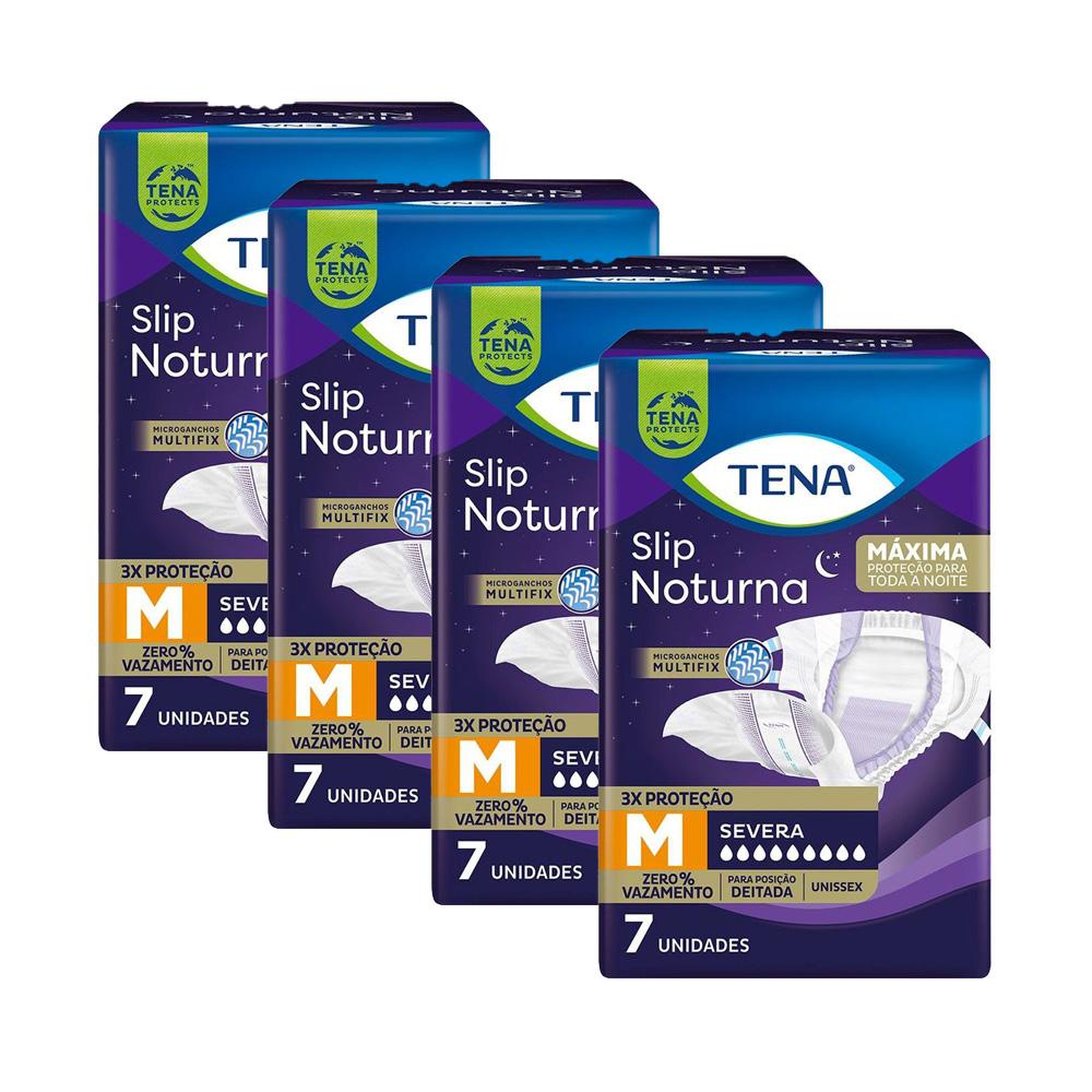 Kit 4 Fraldas Geriátricas Tena Noturna M 28 unidades