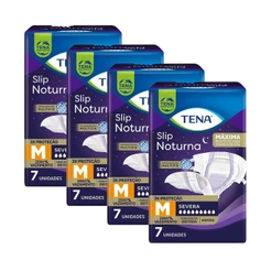 Kit 4 Fraldas Geriátricas Tena Noturna M 28 unidades