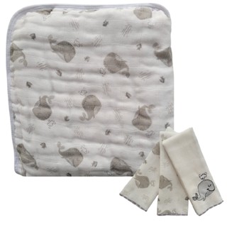 Kit Toalha de Banho Bebê Soft + Babete Festone 100% Algodão