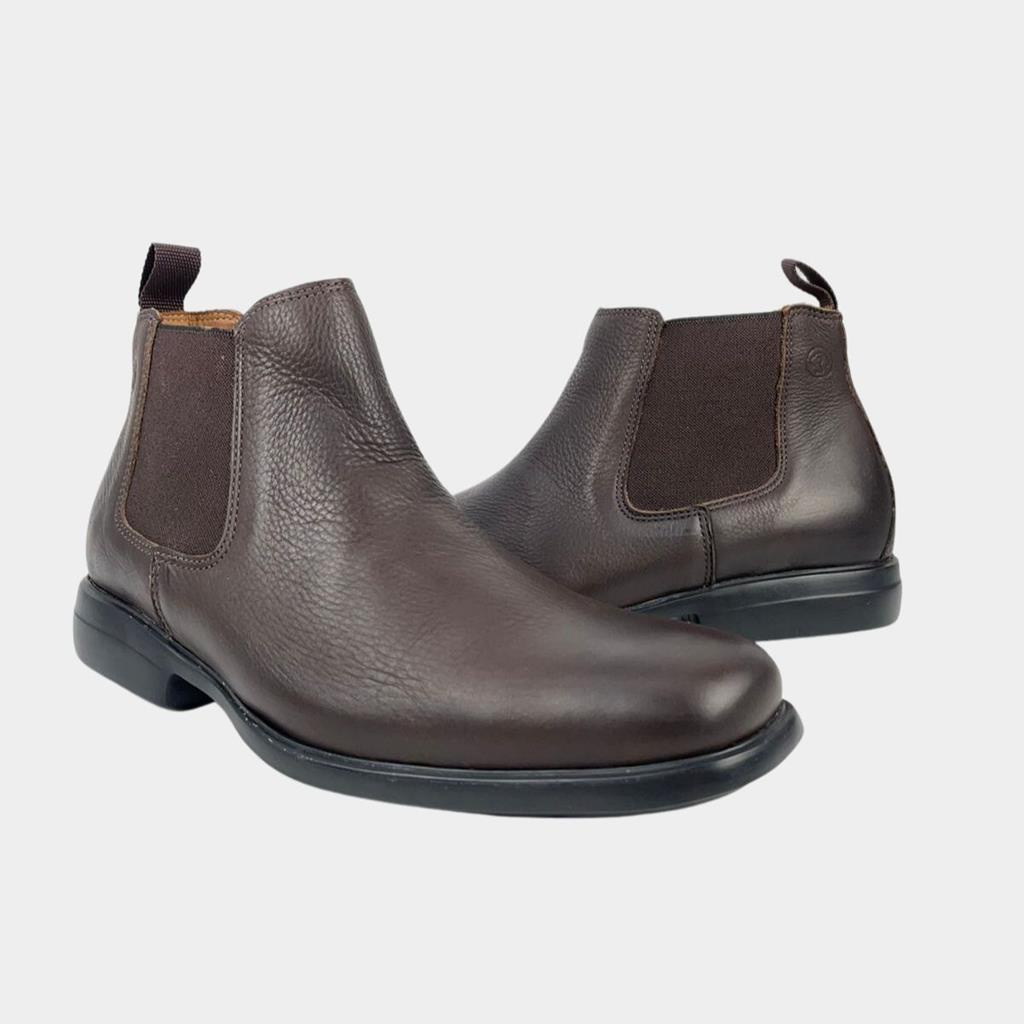 Botina Sapato Para Homem Anatomic Gel Floater Em Couro Marrom