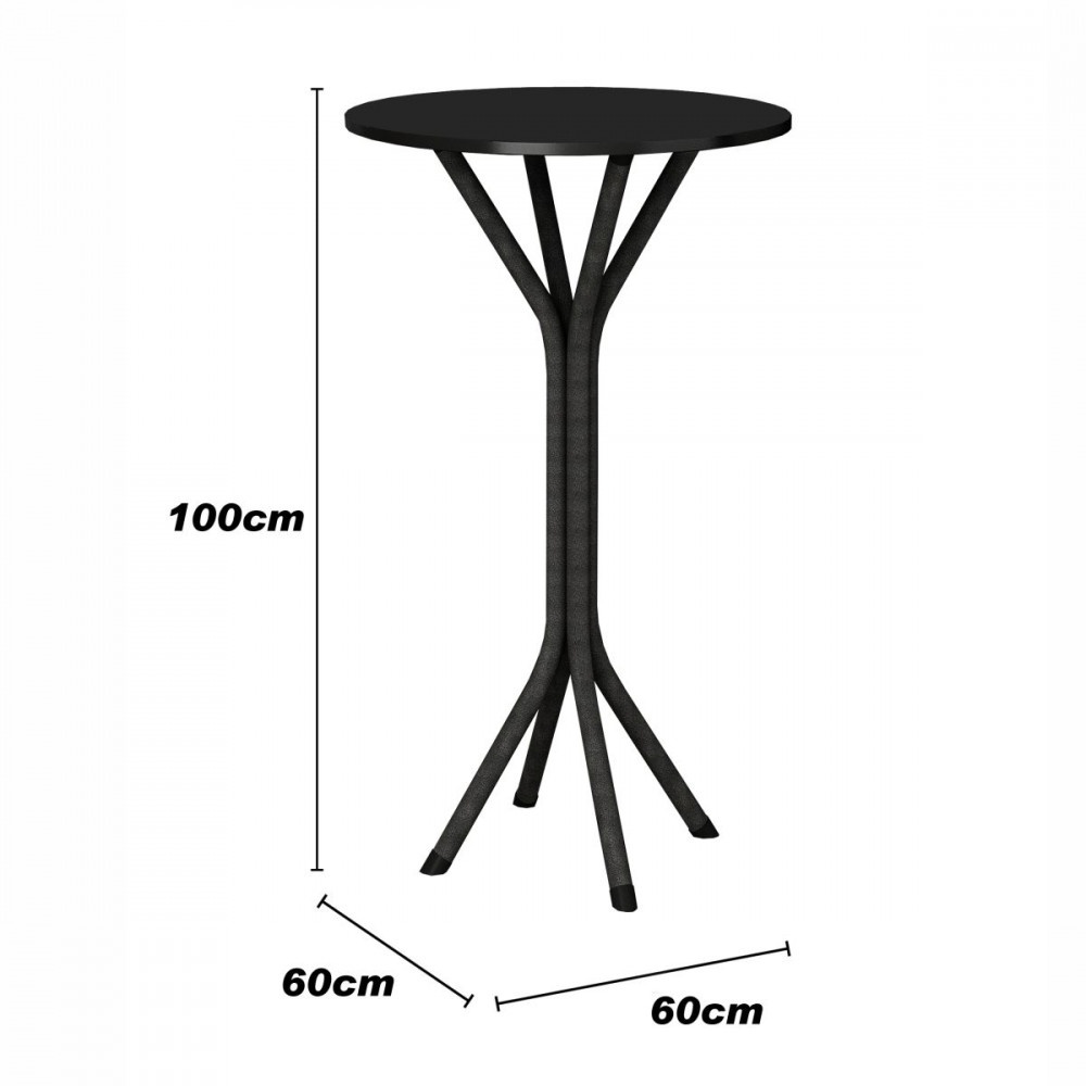 Detalhes do Mesa Bistrô Alta Cozinha Gourmet Churrasqueira Bar Lanchonete Com Tampo Tampo MDP Preto 60x60 Holanda Martelado Grafite Teixeira