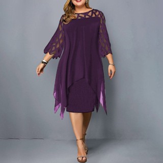 Plus Size Vestidos de Malha do Verão Lace Sexy Elegante Midi Partido Lantejoulas Vestido Solto Manga Longa Mulheres #39; s Roupas Clubwear 4XL 5XL 6XL