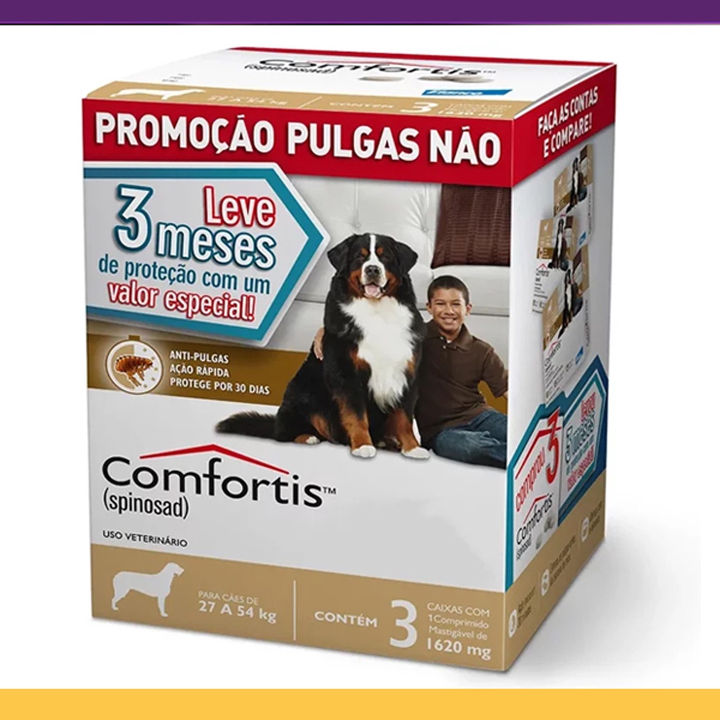 Comfortis Elanco 1620 mg para Cães de 27 a 54 Kg - 3 Comprimidos em Oferta na Shopee