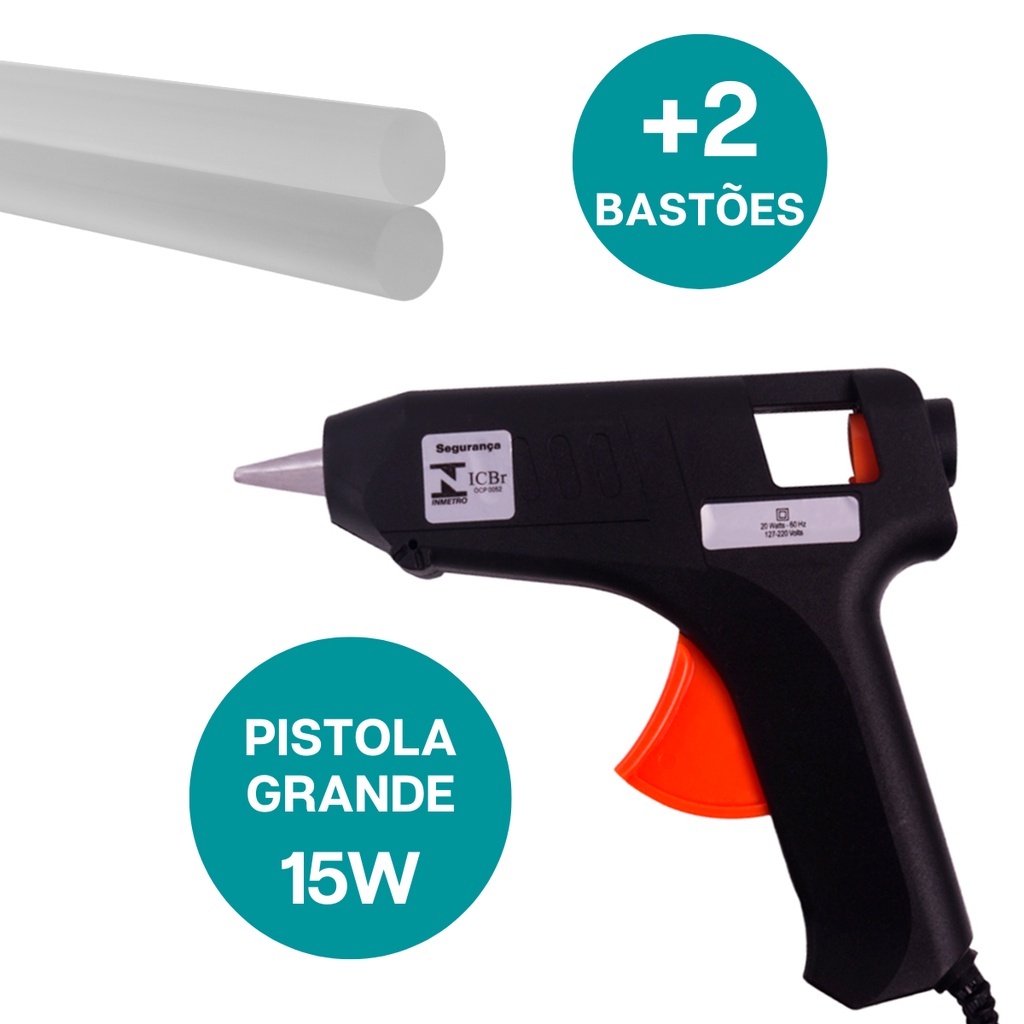 Pistola Revolver De Cola Quente Com 2 Bastões Refil Recarregável