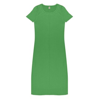 Vestido Midi Ribana Canelada Básico Rovitex Verde