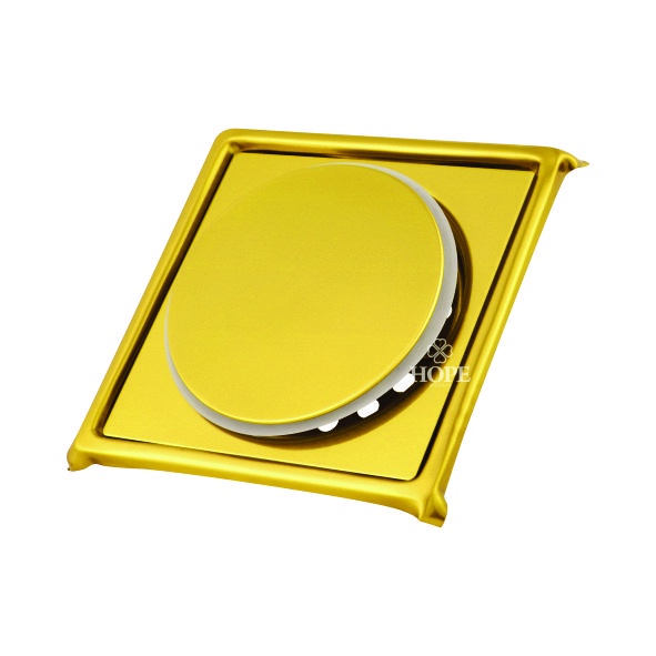 Ralo Click 15x15 Dourado Quadrado Inteligente com Porta Grelhas