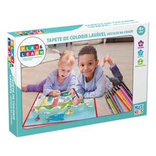 Tapete Lavável Play e Learn Veículos na Cidade 50x50cm Multikids - BR1744