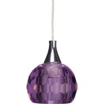 Pendente Lustre Bloco De Cristal Redondo Lilás Unitario Cromado - Demeter