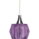 Pendente Lustre Bloco De Cristal Sextavado Lilás Unitario Cromado - Demeter