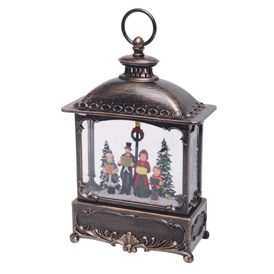 Lanterna Decorativa com Coral - "Lanterna Natalina com Coral e Neve" - 1 Unidade - Cromus - Rizzo