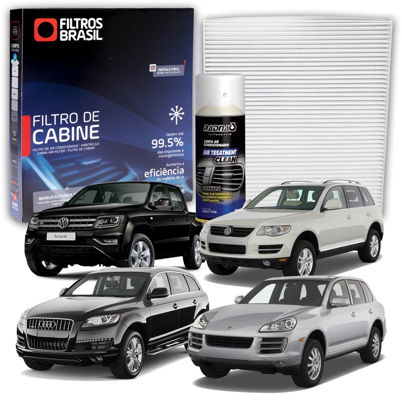Filtro de Cabine para Ar Condicionado AUDI Q7 Porsche Cayenne + Higienizador Limpa Ar Tipo Granada - Spare Parts and Accessories for Vehicles
