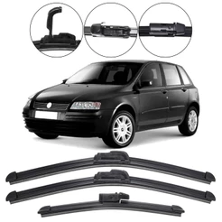 Kit 3 Palhetas Limpador Parabrisa Dianteiro + Traseiro Fiat Stilo 2002/2011