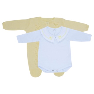 Kit Macacão Setta Amarelo e Body Gola Bordada em Oferta na Shopee