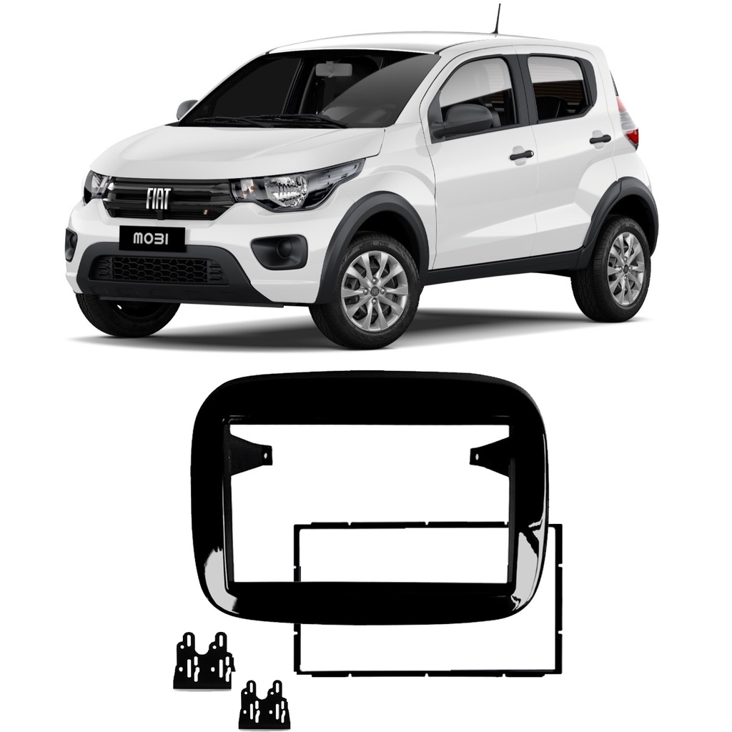 Moldura 2 Din Black Piano Fiat Mobi Modelo Básico 2016 a 2022 sem som de fábrica original JP/CH/MP5 Expex - EPX FT-549 em Oferta na Shopee