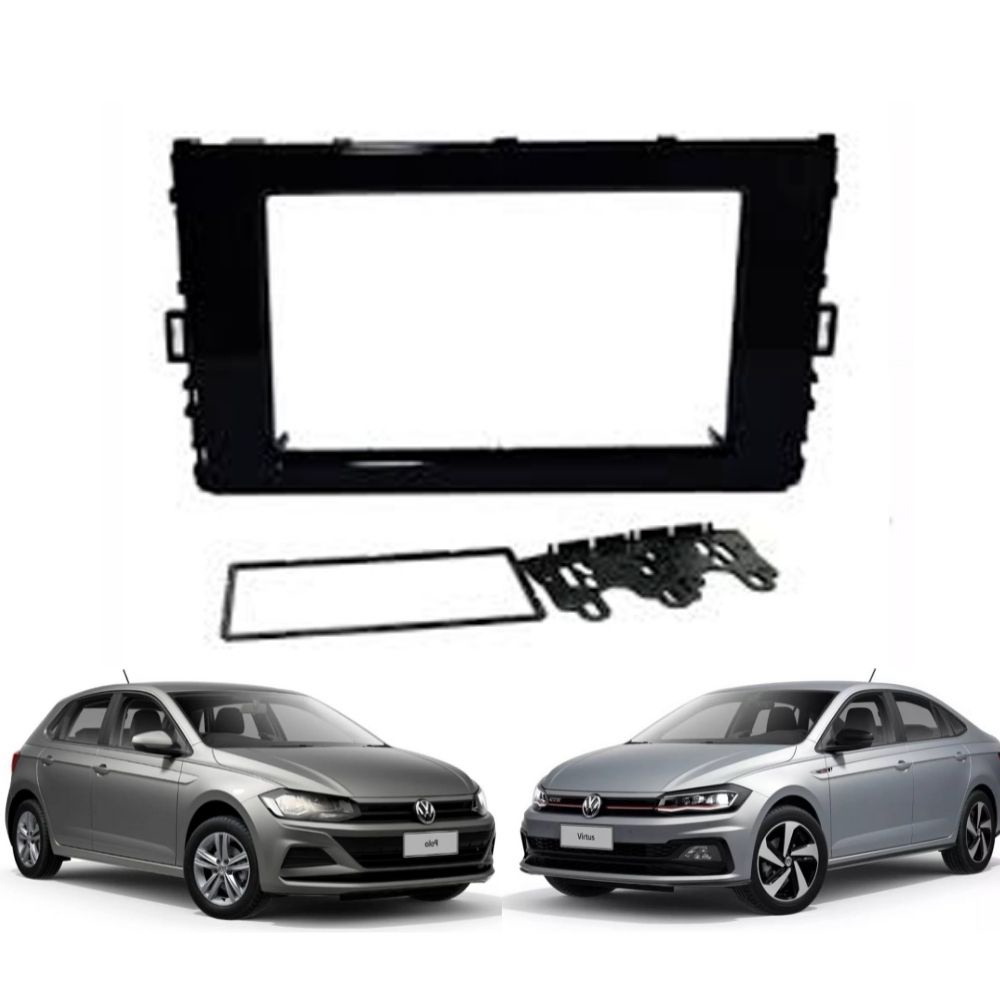 Moldura 1 e 2 Din Volkswagen Polo 2017 a 2020 Virtus e T-Cross 2017 a 2021 Black Piano Expex -  EPX VW-538