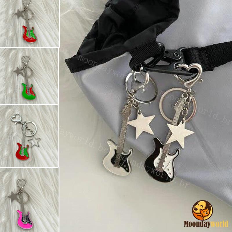 Pingente De Guitarra Picante Niche Retro Doce Millennium Pentagrama Star Bag Chaveiro/natal presente
