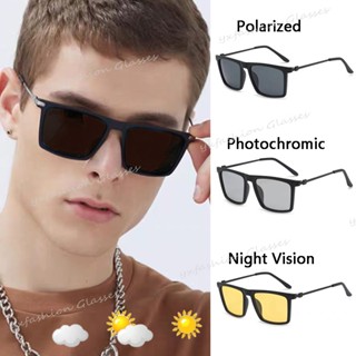 Fotocromático Retro Óculos De Sol Masculinos Para Mulheres Na Moda Homens Polarizados Quadrados Dirigindo Visão Noturna Resistentes Aos Raios UV Motoristas