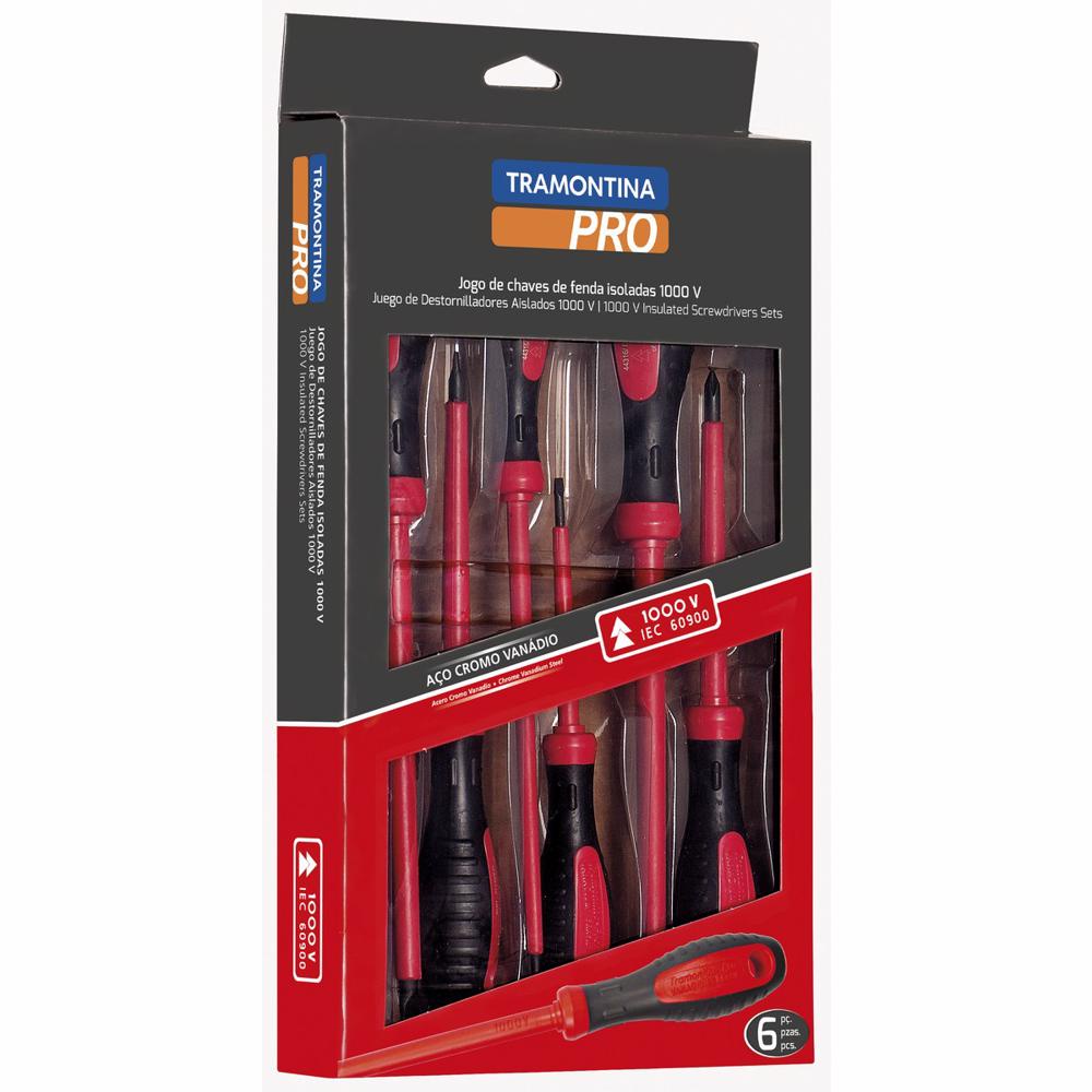 Jogo de Chaves de Fenda Isolada IEC 60900 - 6 Peças Tramontina PRO em Oferta na Shopee