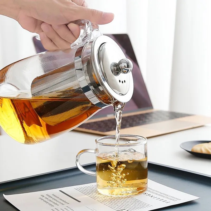 Bule Chaleira De Vidro Com Infusor Aço Inox Para Chá 750ml em Oferta na Shopee