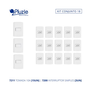 Kit 15 Tomadas e 3 Interruptores Modular Luxo