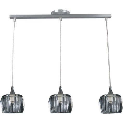 Pendente Lustre Bloco De Cristal Oitavado Triplo Cromado - Demeter