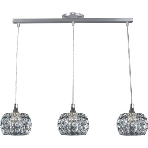 Pendente Lustre Bloco De Cristal Redondo Triplo Cromado - Demeter