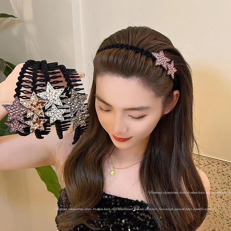 Lindo Elástico Rainstone Shine Star Headband Acessórios Para Cabelo Hair Band em Oferta na Shopee
