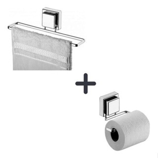 Porta Papel Higiênico + Porta Toalha Lavabo Ventosa Vácuo