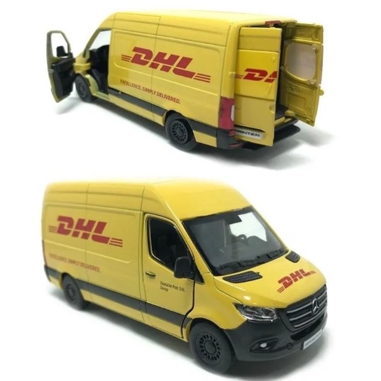 Miniatura Van Mercedes Benz Sprinter Edição Dhl abre as portas