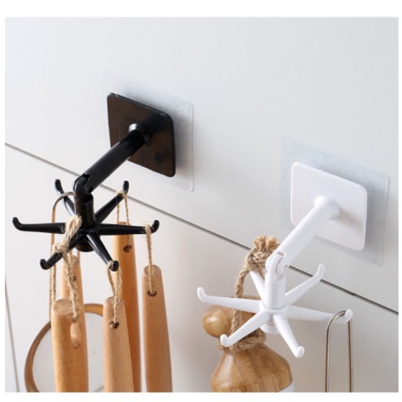 Kit 2 Ganchos para Utensílios de Cozinha Giratório com Adesivo para Fixação Gancho Adesivo em Oferta na Shopee
