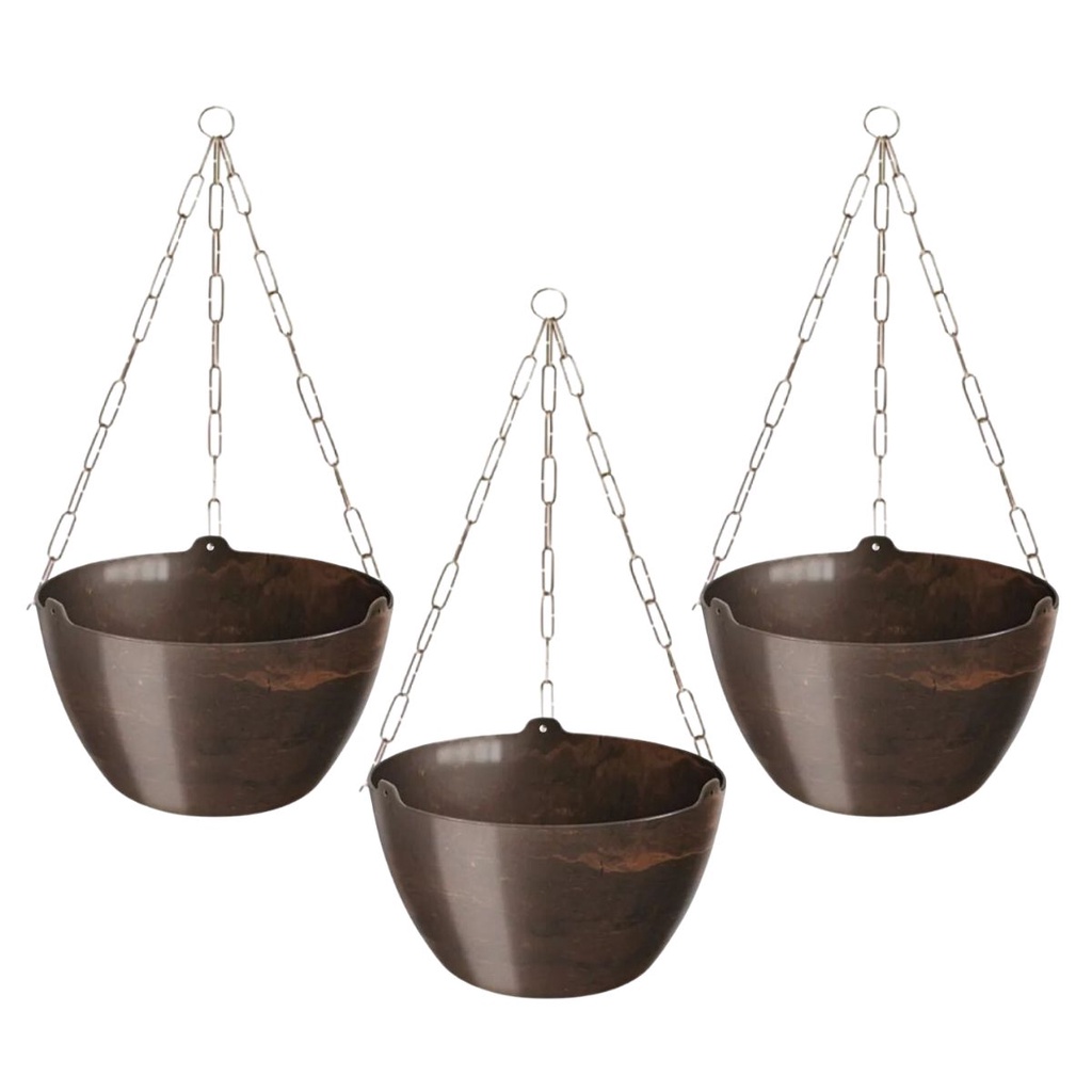 Kit 3 Vaso Cachepo Elegance 4 Litros Cuia 01 Café Imperial Cachepot De Plástico Para Plantas Pendentes  - Nutriplan