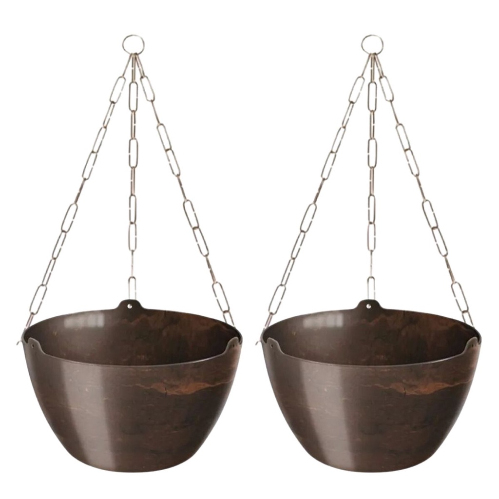 Kit 2 Vaso Cachepo Elegance 4 Litros Cuia 01 Café Imperial Cachepot De Plástico Para Plantas Pendentes  - Nutriplan