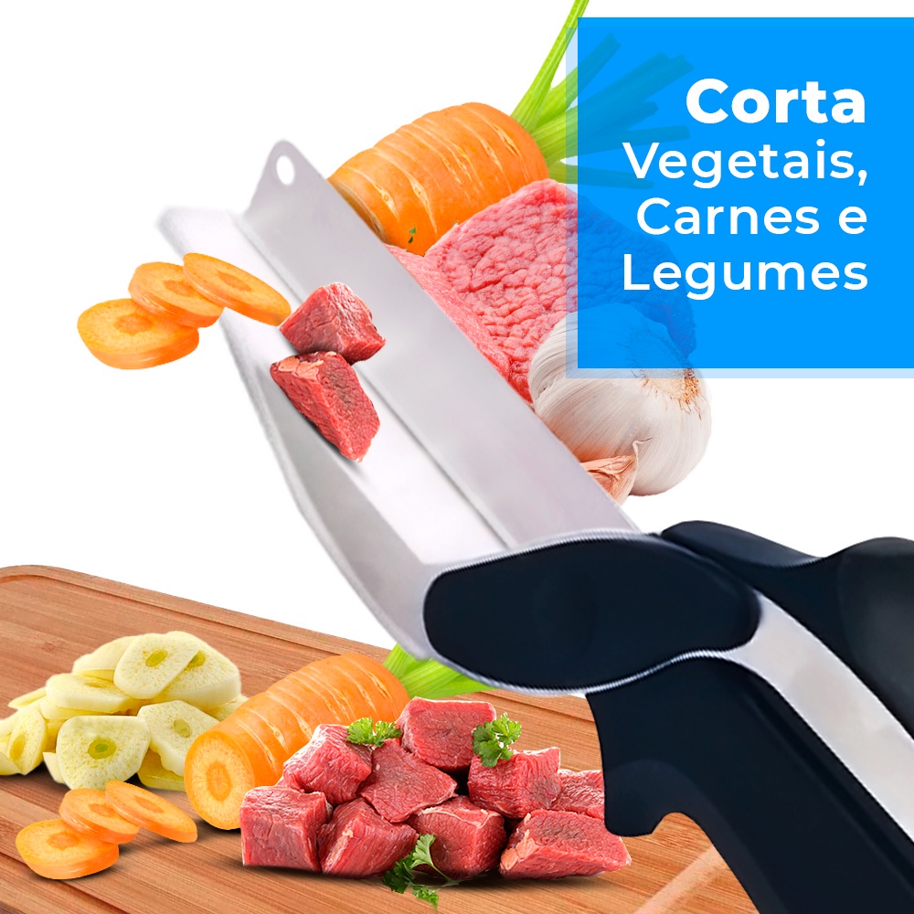 Fatiador Inox Manual Cozinha Tesoura Fatiar Legumes Verduras Carne por R$ 26,99