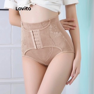 Lovito Cinta Modeladora Simples e Confortável com Botões para Mulheres LNE16269 (Alperce/P...