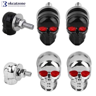 OKCATZONE 2Pcs Skull Plate Frame Da Placa Do Crânio Parafusos Tampa Motocicleta Auto D1N9