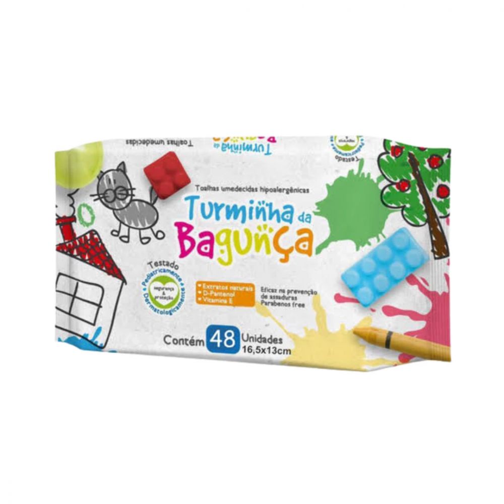 Turminha da Bagunça Toalhas Umedecidas 48 Lenços