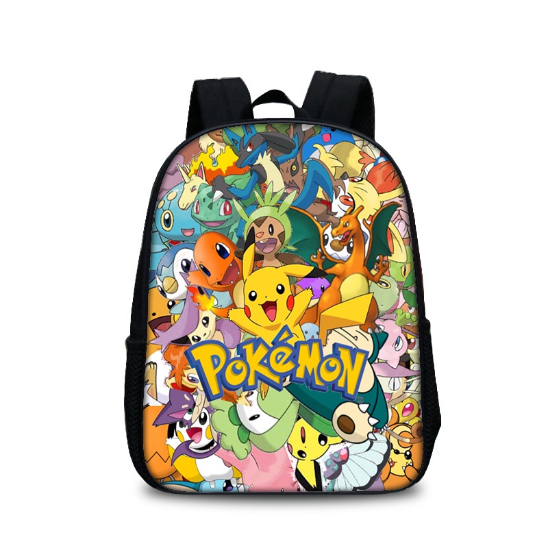 Mochila escolar de desenho animado do Pokémon, bolsa para computador de estudante, mochila 3D de 14 polegadas