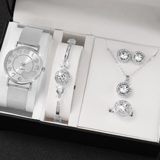 5PCS Women Watch Set Ladies Diamond Quartz Relógios De Quartzo Aniversário Gift Dia Dos Namorados Sem Caixa