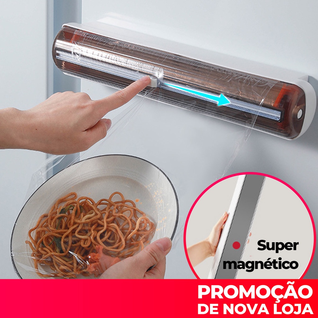Cortador De Plástico Filme PVC Suporte Ajustável Dispensor  Plástico Filme Descartável Ventosa Aderente Selador Comida