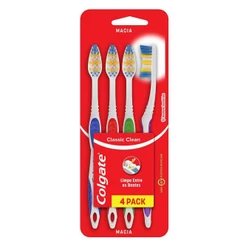 Escova de Dente Colgate Classic Clean Macia 4 unidades