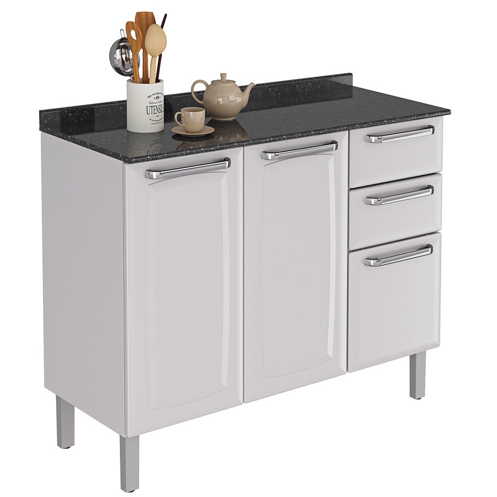 Balcão de Cozinha Luce em Aço 3 Portas e 2 Gavetas Itatiaia em Oferta na Shopee